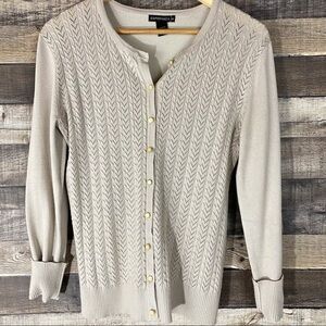 Esperanza Cream Cardigan Sweater M Minimalist Academia Coastal‎ Grandma
